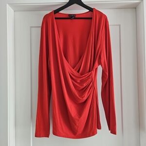 Long Tall Sally Vibrant Red Drape Blouse
